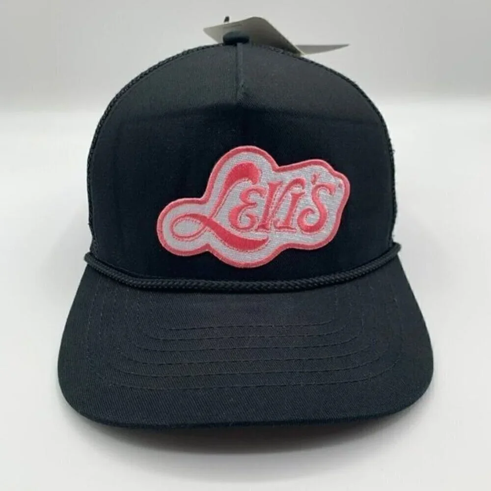 Levi Strauss Black Pink Snapback Trucker Hat New